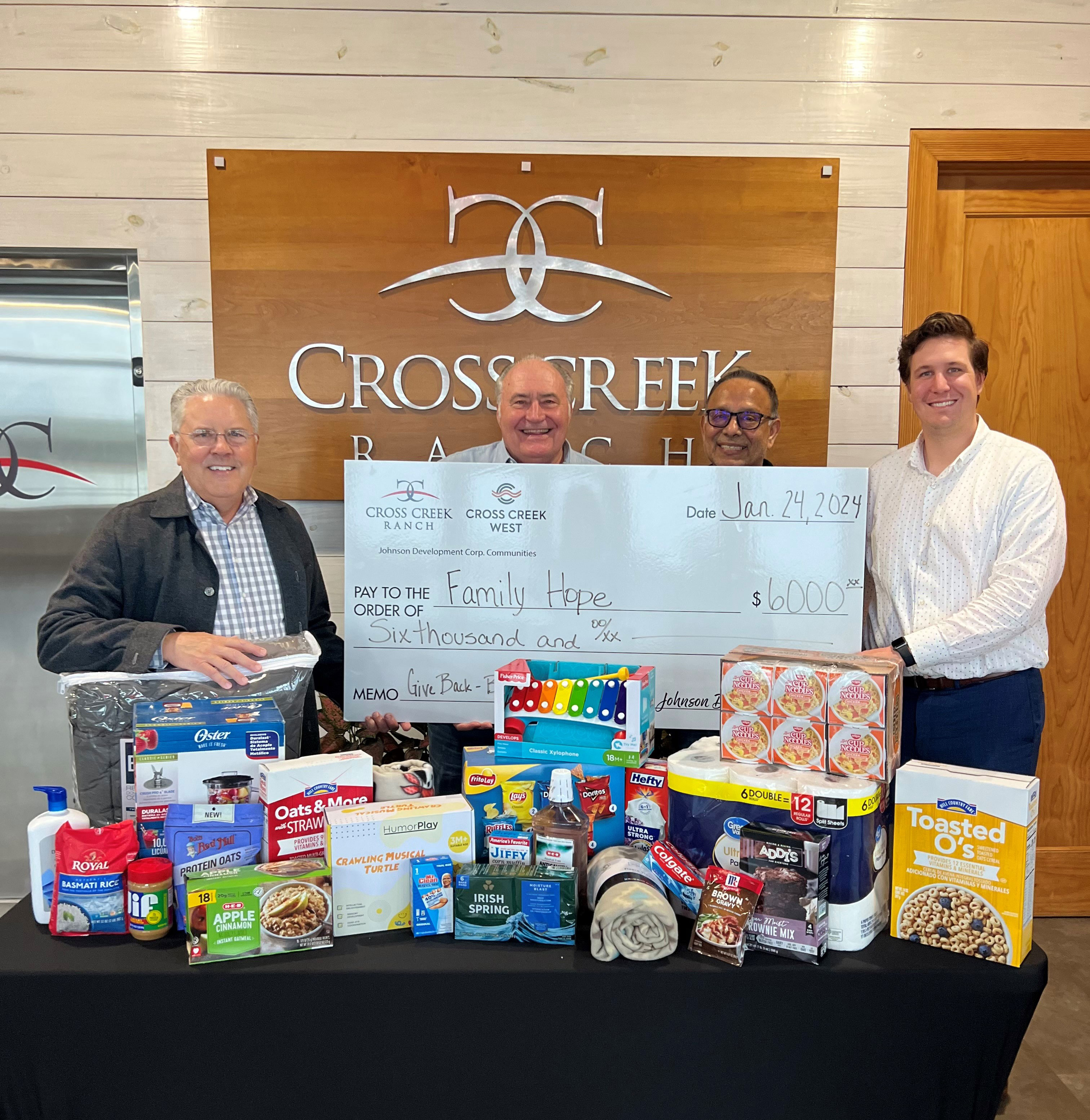 Cross Creek Ranch Charity Donation to Family Hope